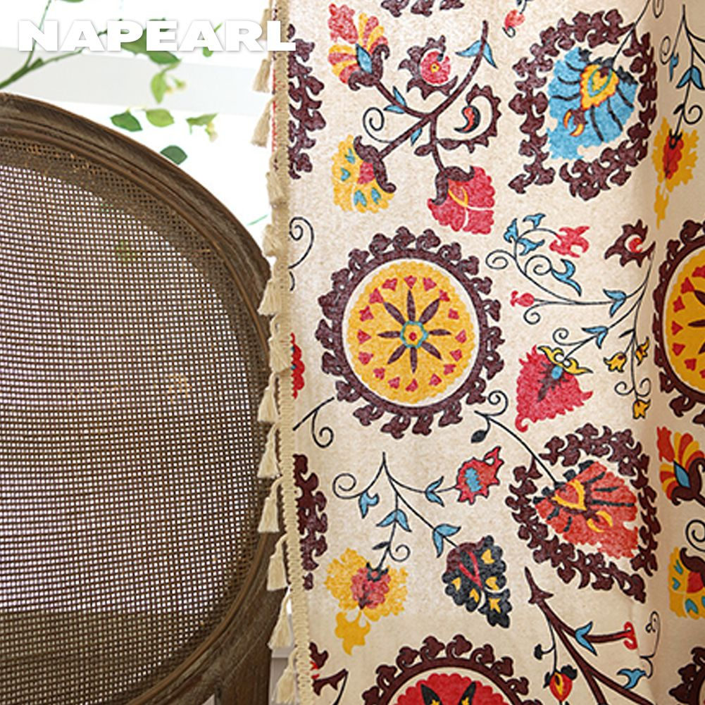 Naperal Rèm Treo Cửa Sổ Phong Cách Bohemian Mỹ Dùng Trang Trí Phòng Khách / Phòng Ngủ - Ảnh 2