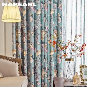 Napearl Rèm Cửa 70-80% Dày Dặn Họa Tiết Hoa Phong Cách Trung Quốc Cổ Điển Sang Trọng Cho Phòng Khách / Phòng Ngủ - Ảnh 2