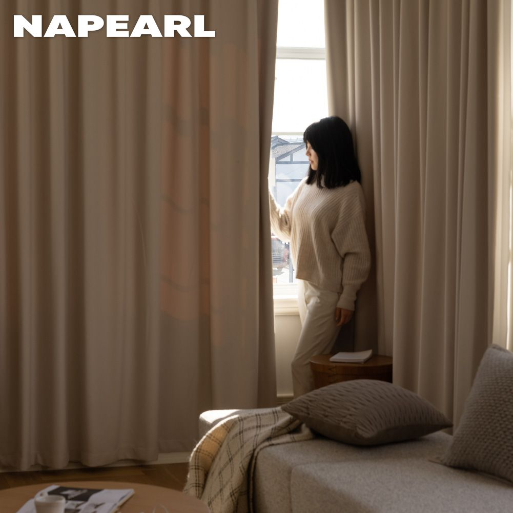 Napearl 80-90% rèm cửa nhà sang trọng nhẹ với màu bão hòa thấp của kết cấu bùn tảo cát ở cả hai bên (có thể được sử dụng để nối) trang trí phòng khách và che nắng phòng ngủ - Ảnh 2