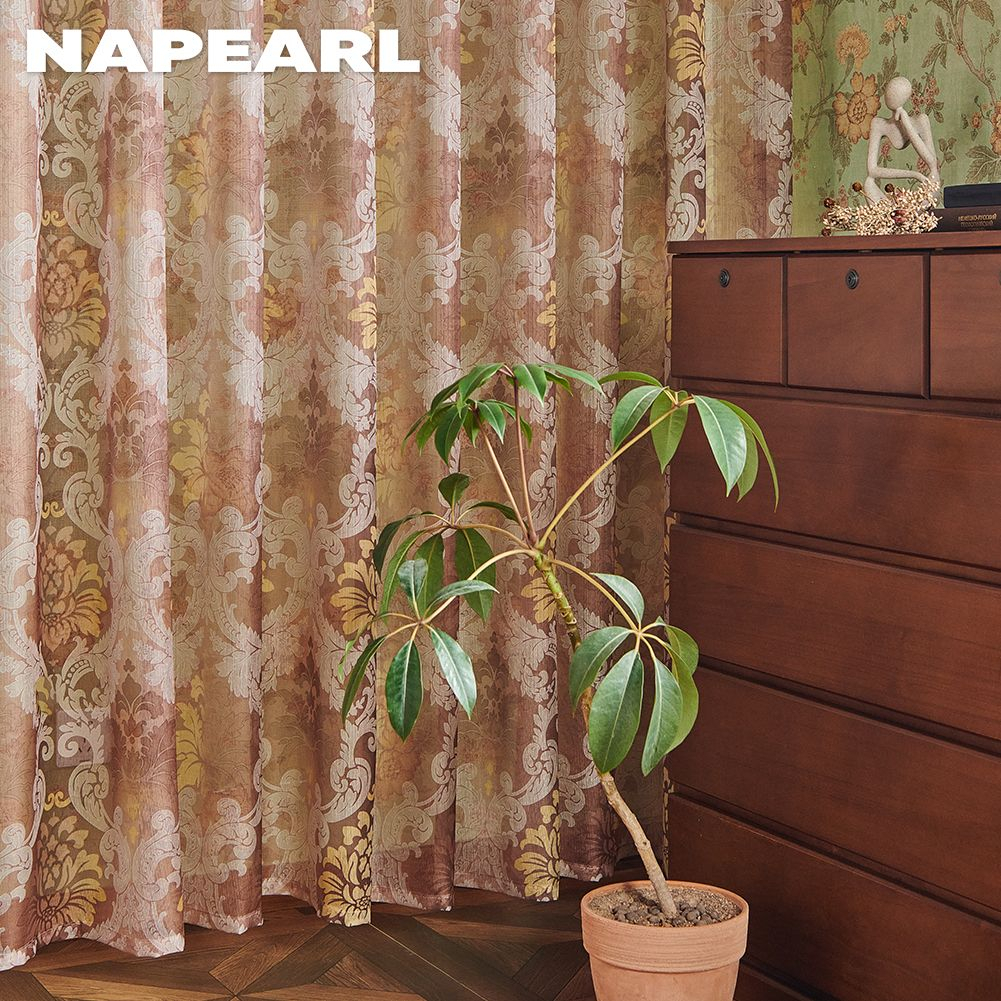 Rèm Cửa Vải Tuyn 10-20% Polyester In Họa Tiết Phong Cách Vintage Châu Âu Trang Trí Nội Thất - Ảnh 2