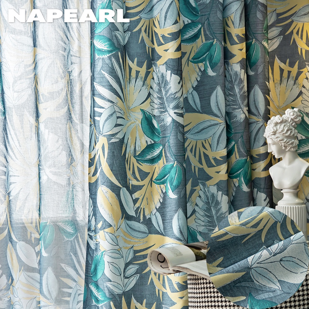 Rèm Cửa 70-80% Chất Liệu Polyester Họa Tiết Lá Cây Đơn Giản Hiện Đại Trang Trí Nội Thất - Ảnh 2
