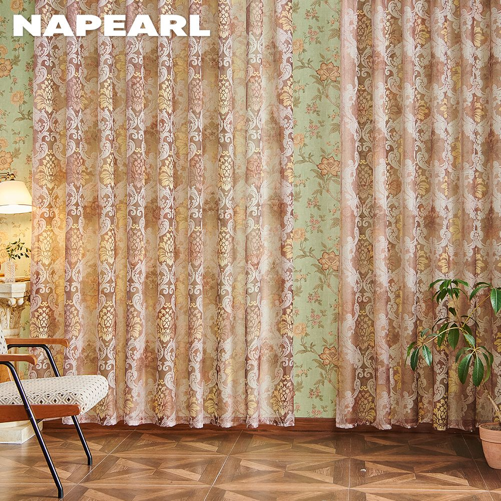 Rèm Cửa Vải Tuyn 10-20% Polyester In Họa Tiết Phong Cách Vintage Châu Âu Trang Trí Nội Thất