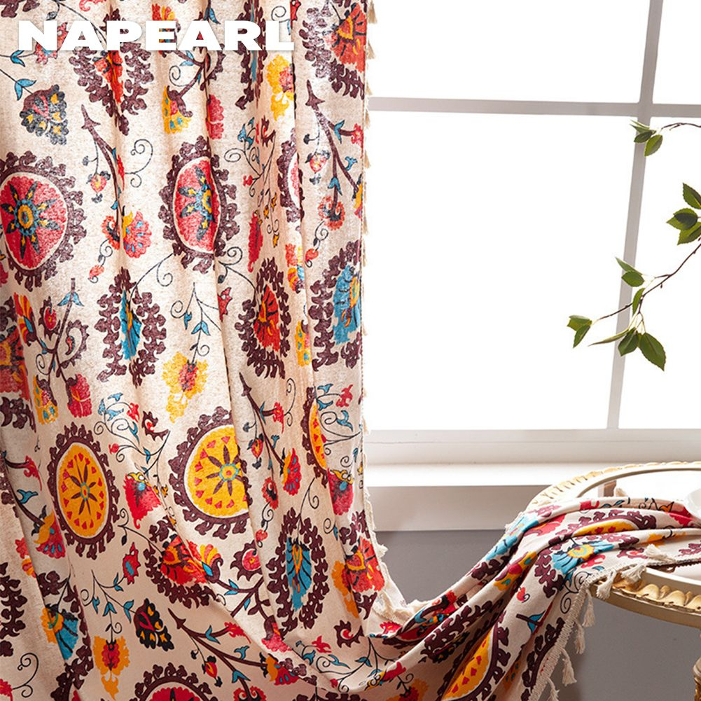 Naperal Rèm Treo Cửa Sổ Phong Cách Bohemian Mỹ Dùng Trang Trí Phòng Khách / Phòng Ngủ