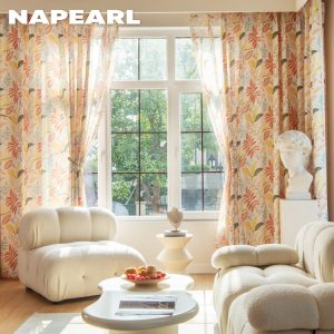 Napearl Rèm Cửa Sổ 70% - 80% Vải Họa Tiết Hoa Lá Phong Cách Mỹ