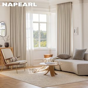 Napearl 80-90% rèm cửa nhà sang trọng nhẹ với màu bão hòa thấp của kết cấu bùn tảo cát ở cả hai bên (có thể được sử dụng để nối) trang trí phòng khách và che nắng phòng ngủ