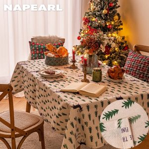 Khăn Trải Bàn In Họa Tiết Cây Thông Noel Hiện Đại Thông Dụng Trang Trí Bàn Trà