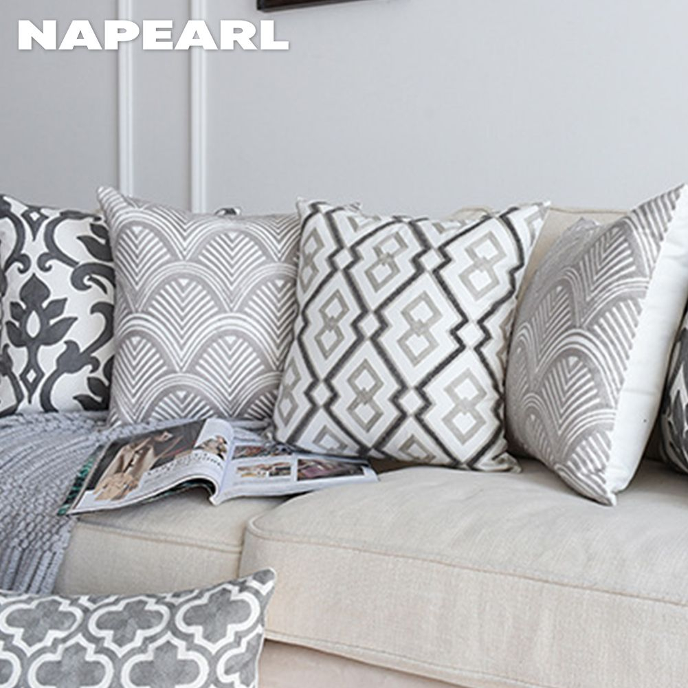 1 Vỏ Gối Sofa In Hoa Phong Cách Bắc Âu Đơn Giản