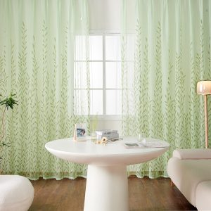 1 Tấm Rèm Cửa Vải Tuyn 10-20% In Hình Lá