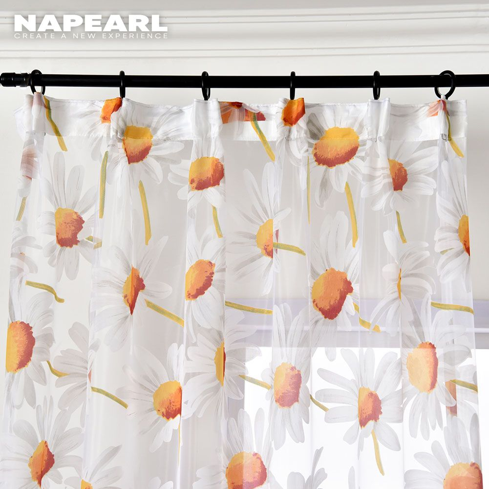 Napearl Rèm cửa sổ Vải Tuyn Họa Tiết Hoa Cúc Phong Cách Đồng Quê Tự Nhiên - Ảnh 3