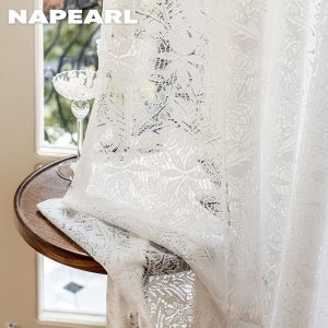 Napearl Rèm cửa sổ Bằng Vải Gạc Phối Ren Nhẹ Nhàng Sang Trọng Có Cảm Giác Chạm Cao Cấp - Ảnh 3