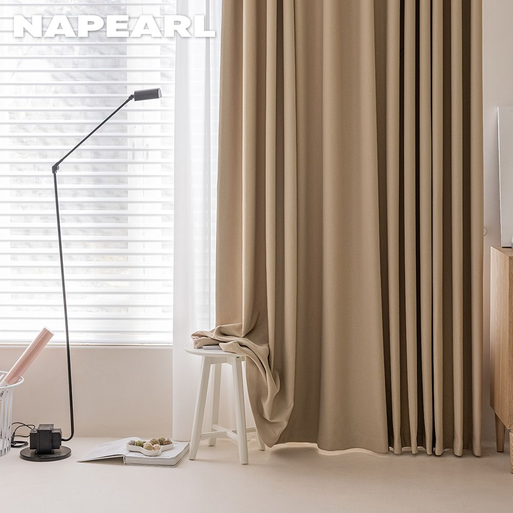 Napearl 80-90% rèm cửa nhà sang trọng nhẹ với màu bão hòa thấp của kết cấu bùn tảo cát ở cả hai bên (có thể được sử dụng để nối) trang trí phòng khách và che nắng phòng ngủ - Ảnh 3