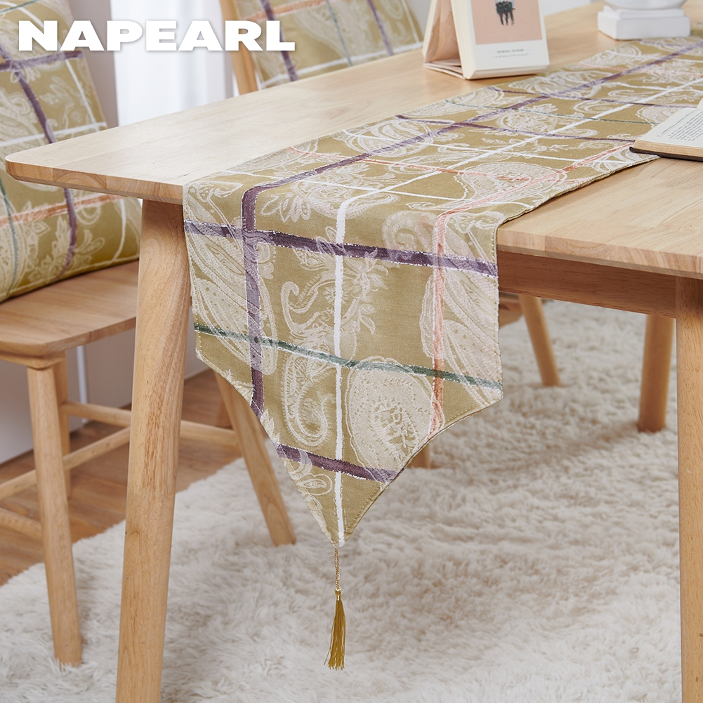 Napearl 1 Miếng Lót Bàn Ăn / Tủ Chén / Bàn Ăn / Phòng Khách Chất Liệu Cotton Họa Tiết Ca Rô Thông Dụng - Ảnh 3