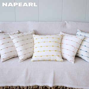 Vỏ Gối cotton Phối Tua Rua Họa Tiết Hoa Xinh Xắn Trang Trí Phòng Khách - Ảnh 3