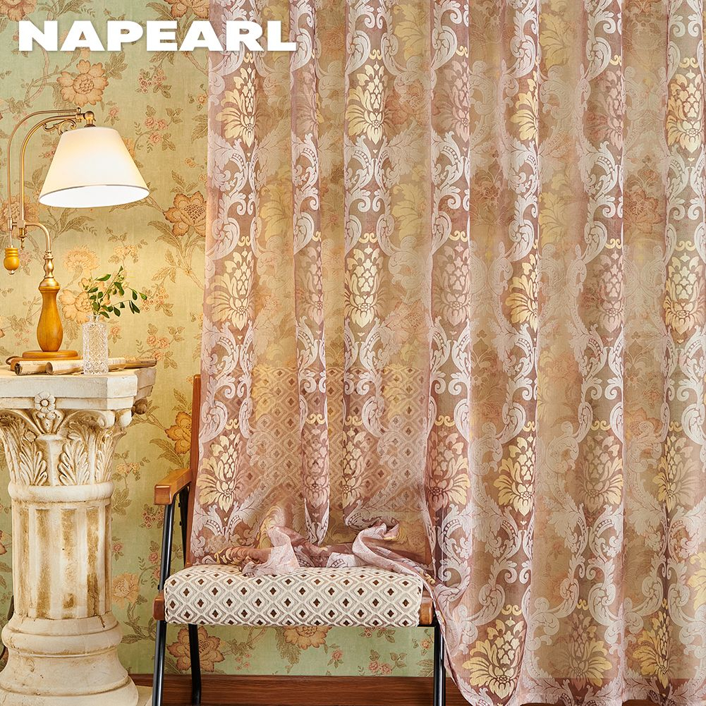 Rèm Cửa Vải Tuyn 10-20% Polyester In Họa Tiết Phong Cách Vintage Châu Âu Trang Trí Nội Thất - Ảnh 3