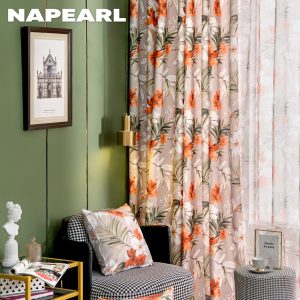 Rèm Cửa 70-80% Polyester In Họa Tiết Hoa Phong Cách Retro Mỹ - Ảnh 3