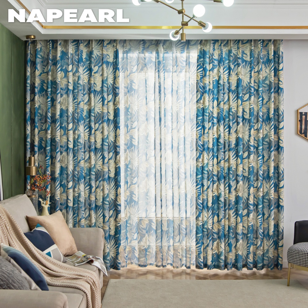Rèm Cửa 70-80% Chất Liệu Polyester Họa Tiết Lá Cây Đơn Giản Hiện Đại Trang Trí Nội Thất - Ảnh 3