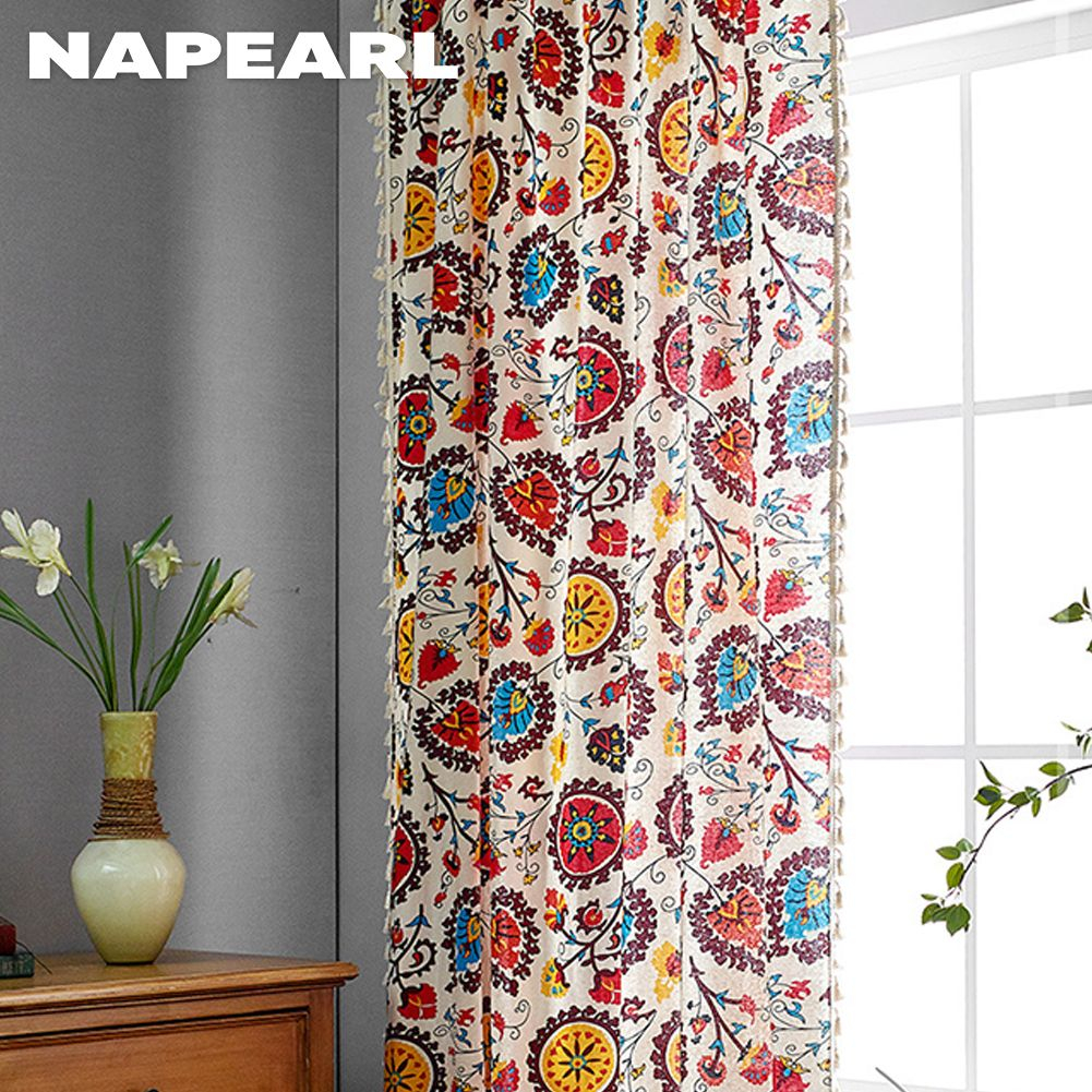 Naperal Rèm Treo Cửa Sổ Phong Cách Bohemian Mỹ Dùng Trang Trí Phòng Khách / Phòng Ngủ - Ảnh 3