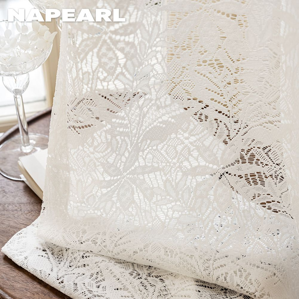 Napearl Rèm cửa sổ Bằng Vải Gạc Phối Ren Nhẹ Nhàng Sang Trọng Có Cảm Giác Chạm Cao Cấp - Ảnh 4