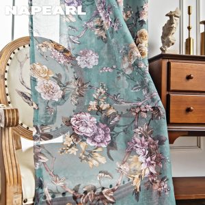 Napearl Rèm Cửa 70-80% Dày Dặn Họa Tiết Hoa Phong Cách Trung Quốc Cổ Điển Sang Trọng Cho Phòng Khách / Phòng Ngủ - Ảnh 4
