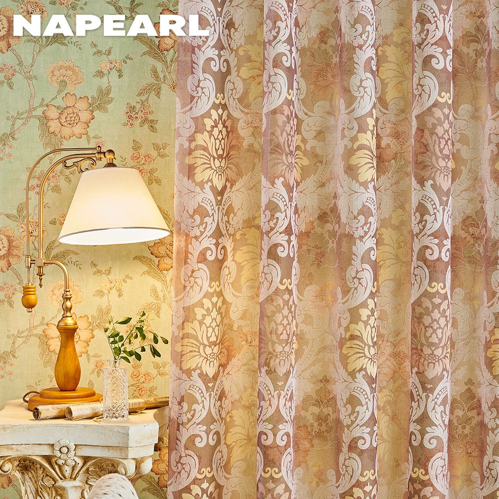 Rèm Cửa Vải Tuyn 10-20% Polyester In Họa Tiết Phong Cách Vintage Châu Âu Trang Trí Nội Thất - Ảnh 4