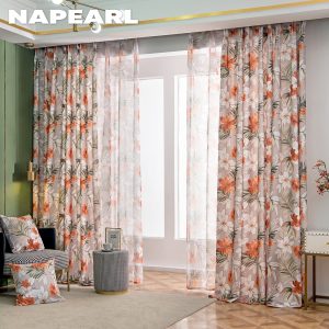 Rèm Cửa 70-80% Polyester In Họa Tiết Hoa Phong Cách Retro Mỹ - Ảnh 4