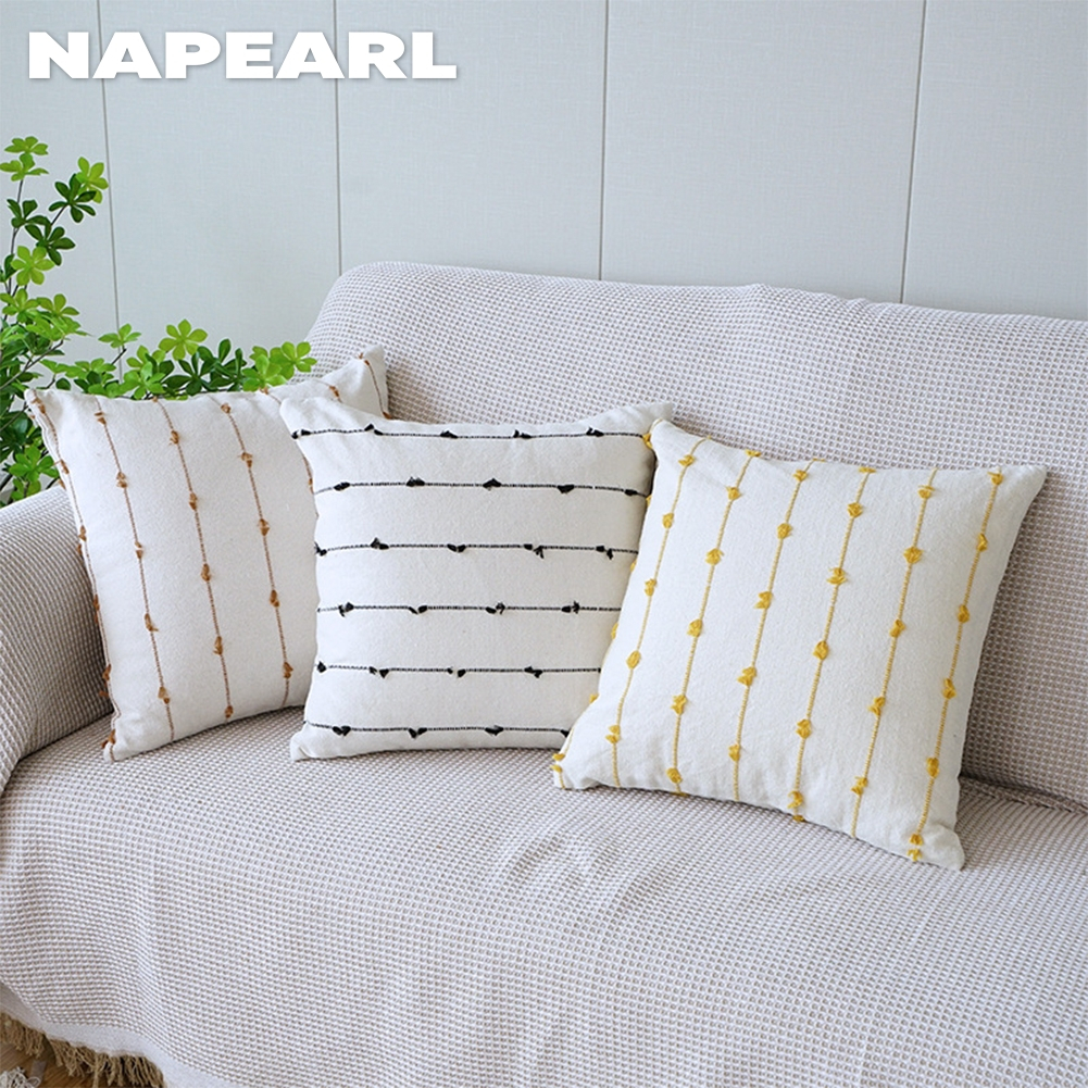 Vỏ Gối cotton Phối Tua Rua Họa Tiết Hoa Xinh Xắn Trang Trí Phòng Khách - Ảnh 5