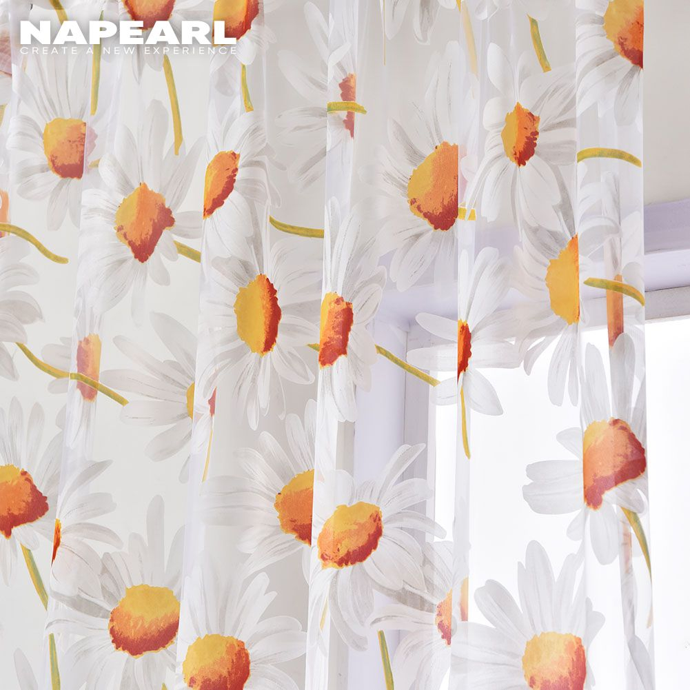 Napearl Rèm cửa sổ Vải Tuyn Họa Tiết Hoa Cúc Phong Cách Đồng Quê Tự Nhiên - Ảnh 5