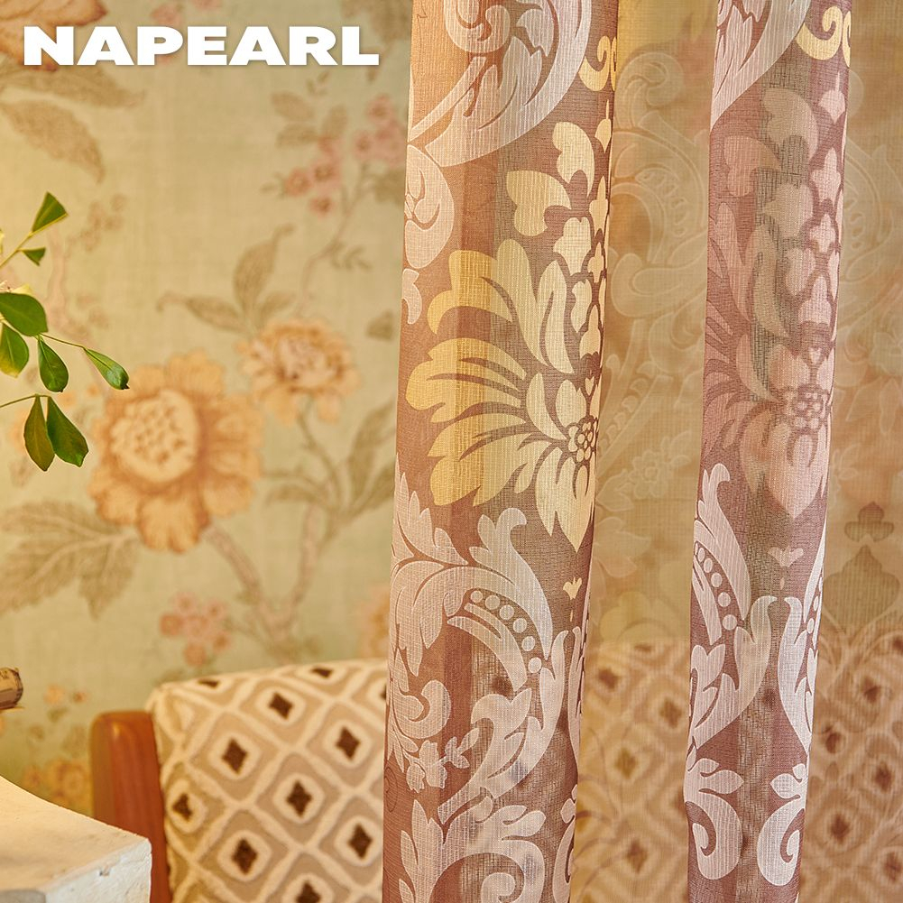 Rèm Cửa Vải Tuyn 10-20% Polyester In Họa Tiết Phong Cách Vintage Châu Âu Trang Trí Nội Thất - Ảnh 6