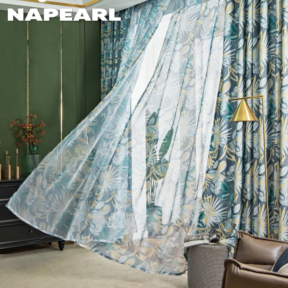Rèm Cửa 70-80% Chất Liệu Polyester Họa Tiết Lá Cây Đơn Giản Hiện Đại Trang Trí Nội Thất - Ảnh 6