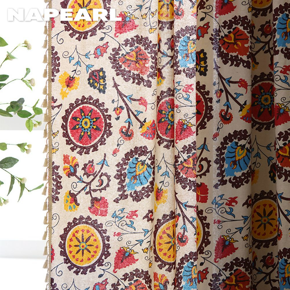 Naperal Rèm Treo Cửa Sổ Phong Cách Bohemian Mỹ Dùng Trang Trí Phòng Khách / Phòng Ngủ - Ảnh 6