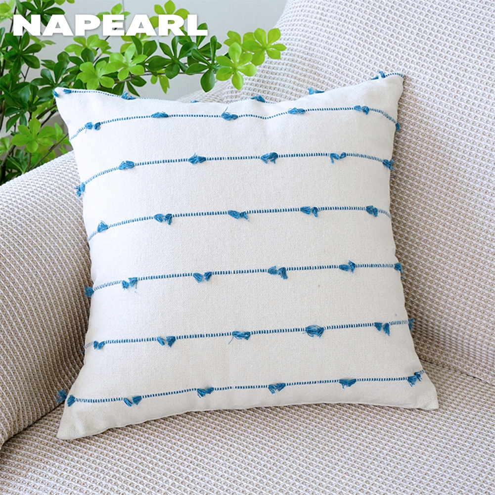 Vỏ Gối cotton Phối Tua Rua Họa Tiết Hoa Xinh Xắn Trang Trí Phòng Khách - Ảnh 7