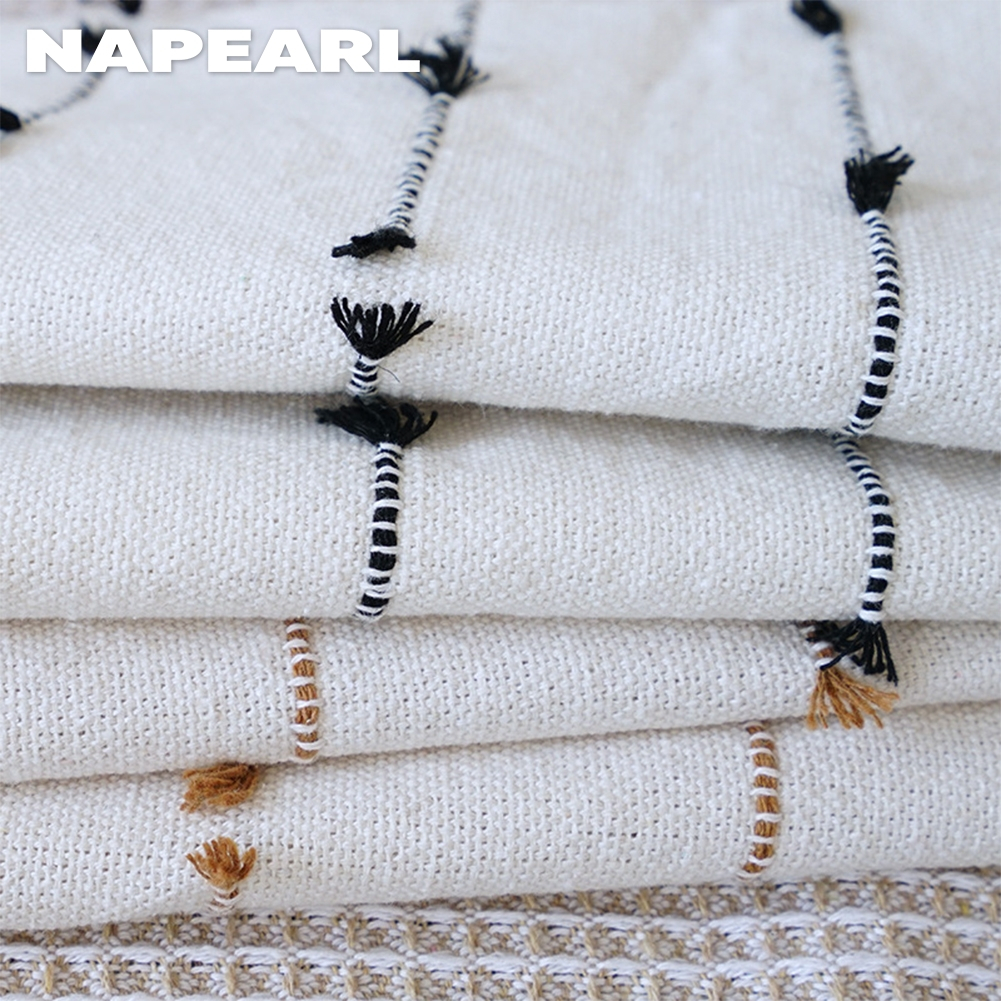 Vỏ Gối cotton Phối Tua Rua Họa Tiết Hoa Xinh Xắn Trang Trí Phòng Khách - Ảnh 8