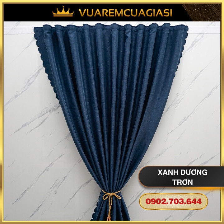 Rèm cửa dán tường vải Nhật Xanh Blue dành trang cửa sổ