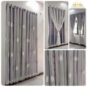 Rèm cửa 2 lớp họa tiết lá trang trí cửa sổ cửa chính trang trí nội thất siêu đẹp VIPORE2LH vuaremgiasi - Ảnh 2