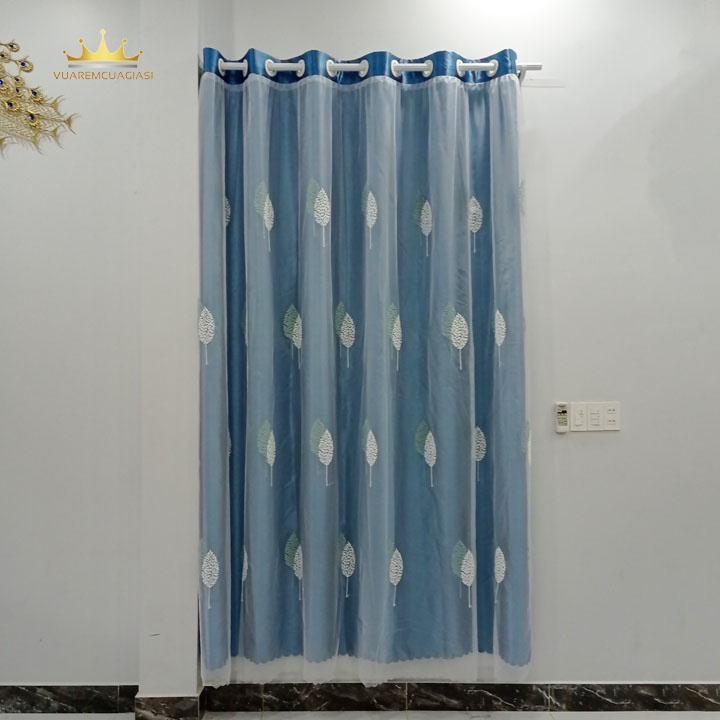 Rèm cửa 2 lớp họa tiết lá trang trí cửa sổ cửa chính trang trí nội thất siêu đẹp VIPORE2LH vuaremgiasi - Ảnh 6