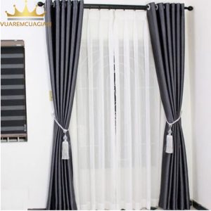 Rèm cửa xám đậm may rido