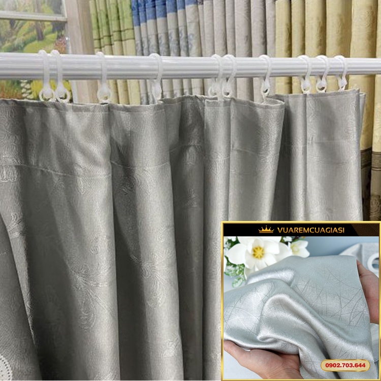 Rèm Cửa Xám Trắng May Rido, Ore đục Lỗ, Dán Tường Dùng Trang Trí Nhà ...