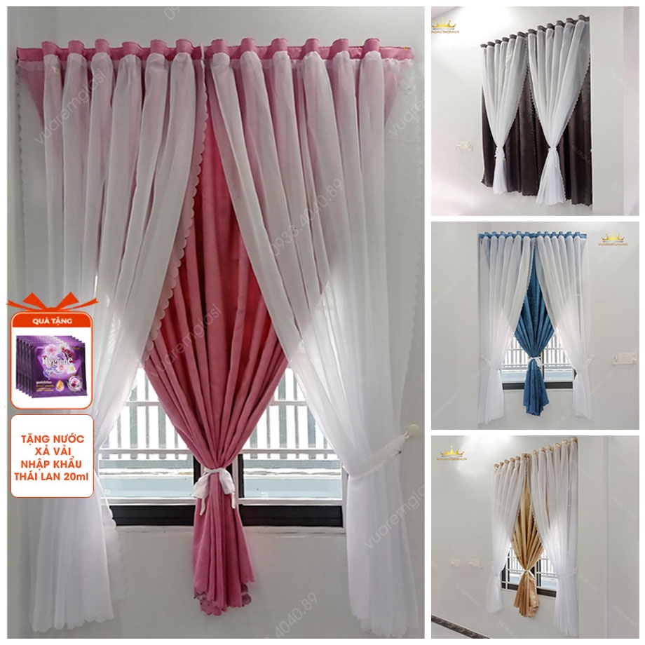 Rèm cửa sổ dán tường 2 lớp voan trắng