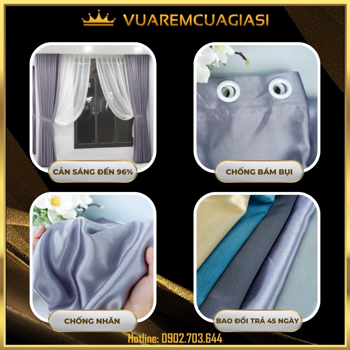 Rèm cửa sổ phòng ngủ Loại 1 chống nắng cao cấp, màn vải treo tường trang trí decor cửa chính VIP01 Vuaremgiasi - Ảnh 3