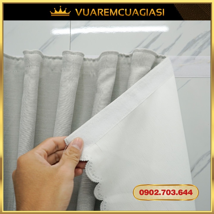 Rèm Cửa Xám Trắng May Rido, Ore đục Lỗ, Dán Tường Dùng Trang Trí Nhà ...