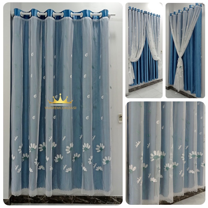 Rèm cửa 2 lớp họa tiết lá trang trí cửa sổ cửa chính trang trí nội thất siêu đẹp VIPORE2LH vuaremgiasi - Ảnh 5