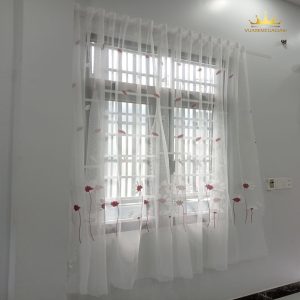 rèm cửa sổ voan 1 lớp họa tiết trang trí cao cấp dễ lắp đặt