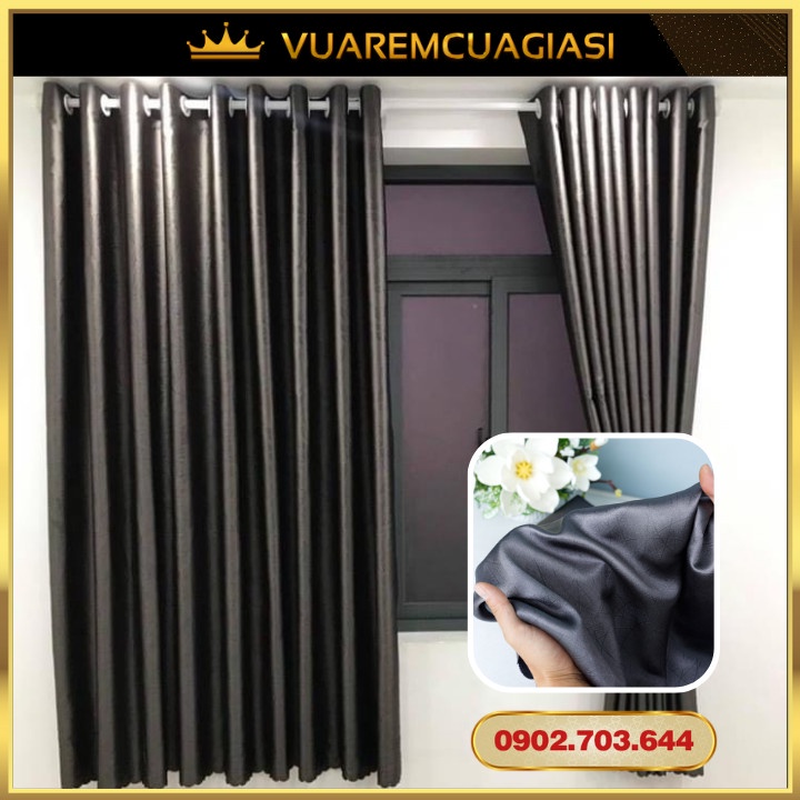Rèm cửa sổ màu xám đậm chống nắng tốt, màn vải hiện đại trang trí cửa chính đẹp VIP10 Vuaremgiasi - Ảnh 3
