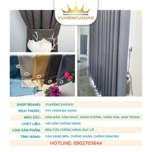 Rèm Cửa Sổ Cửa Đi Chống Nắng Cao Cấp Cản Sáng 96% May Đục Lỗ Giá Rẻ - Ảnh 2