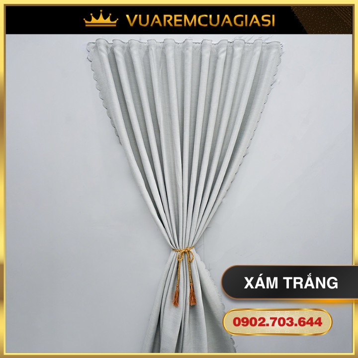 Rèm Cửa Xám Trắng May Rido, Ore đục Lỗ, Dán Tường Dùng Trang Trí Nhà ...