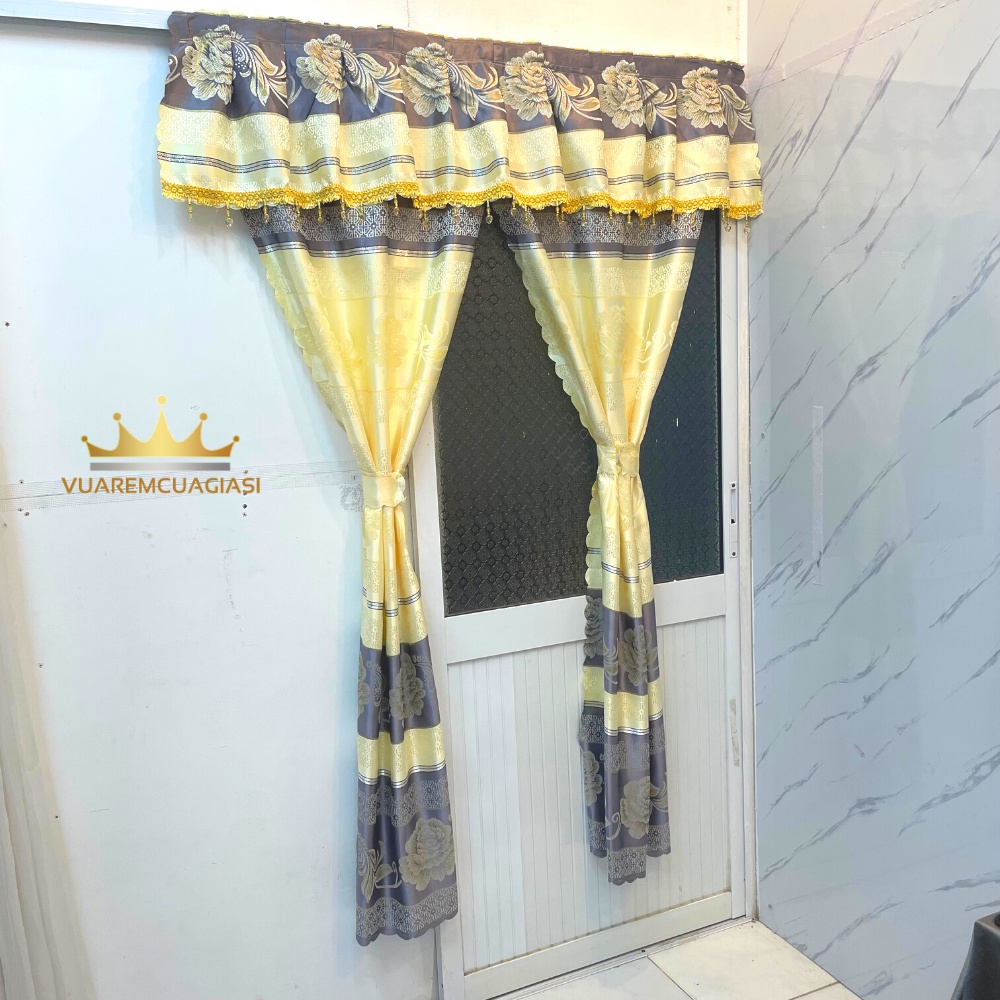 Rèm cửa sổ thổ cẩm Xám Ghi Vintage hoặc trang trí decor cửa chính phòng khách