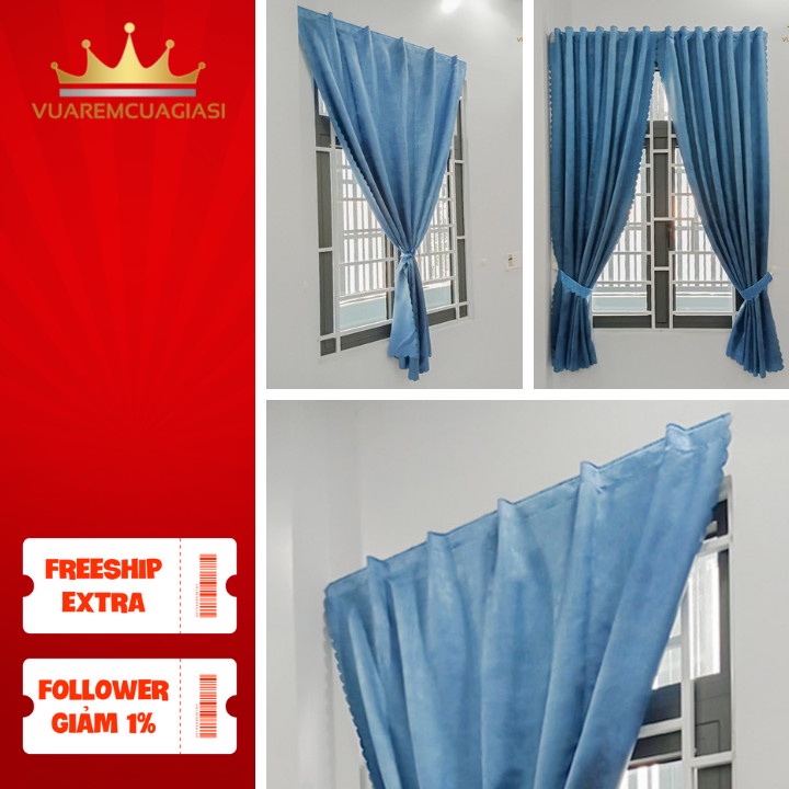 Rèm cúa dán màu xanh dương nhà anh Hoàng Tâm