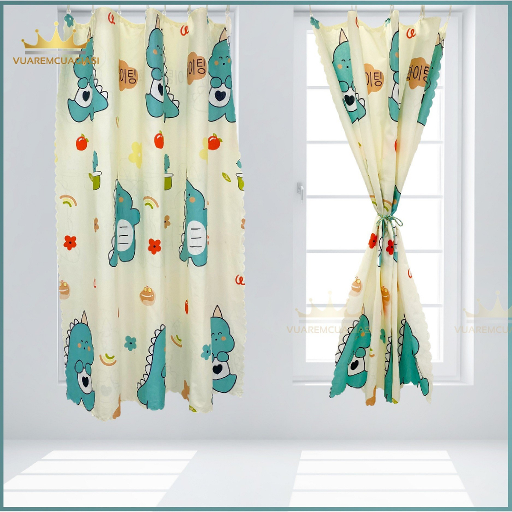 Rèm cửa RIDO KHỦNG LONG ngăn phòng gác trọ decor phòng tặng kèm móc và dây treo RD02 Vuaremgiasi