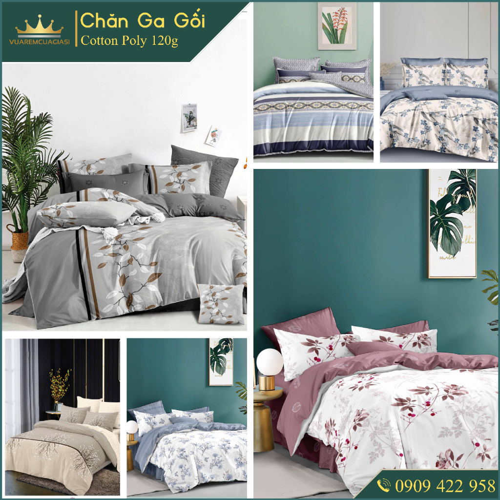 Bộ chăn ga gối Cotton Poly 120g 5 món