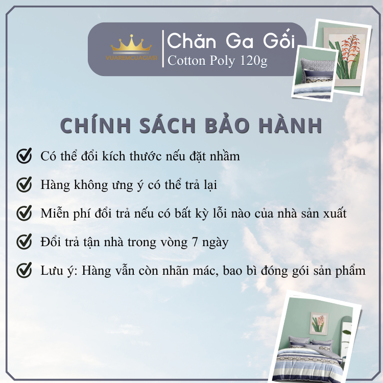 Bộ chăn ga gối 5 món CottonAL1-3-11 dành cho nệm giường decor trang trí phòng ngủ, vỏ chăn hoặc chăn chần bông vuarem - Ảnh 3